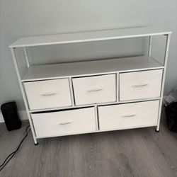 White Stand/ Bookshelf W/ Storage 