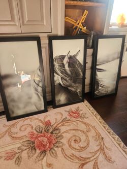 Set of 3 Framed Horse Wall Art Prints