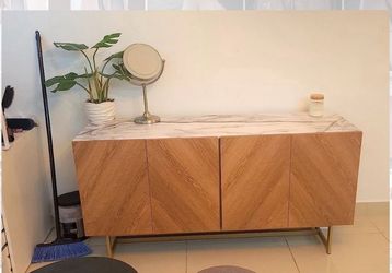 faux marble top modern TV stand
