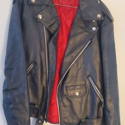 Avanti Firo Black Leather Motorcycle Jacket Vintage, Size Small