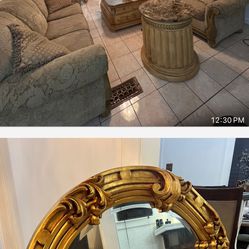 Loveseat  Large Soafa 2 Large Table  Marbles  Large  Wall  Mirror  It’s Very Clean  And I get 2 Large Carpet   All This  For $700 Only 