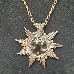 Unique  oxidized Brass Star. Pendant 