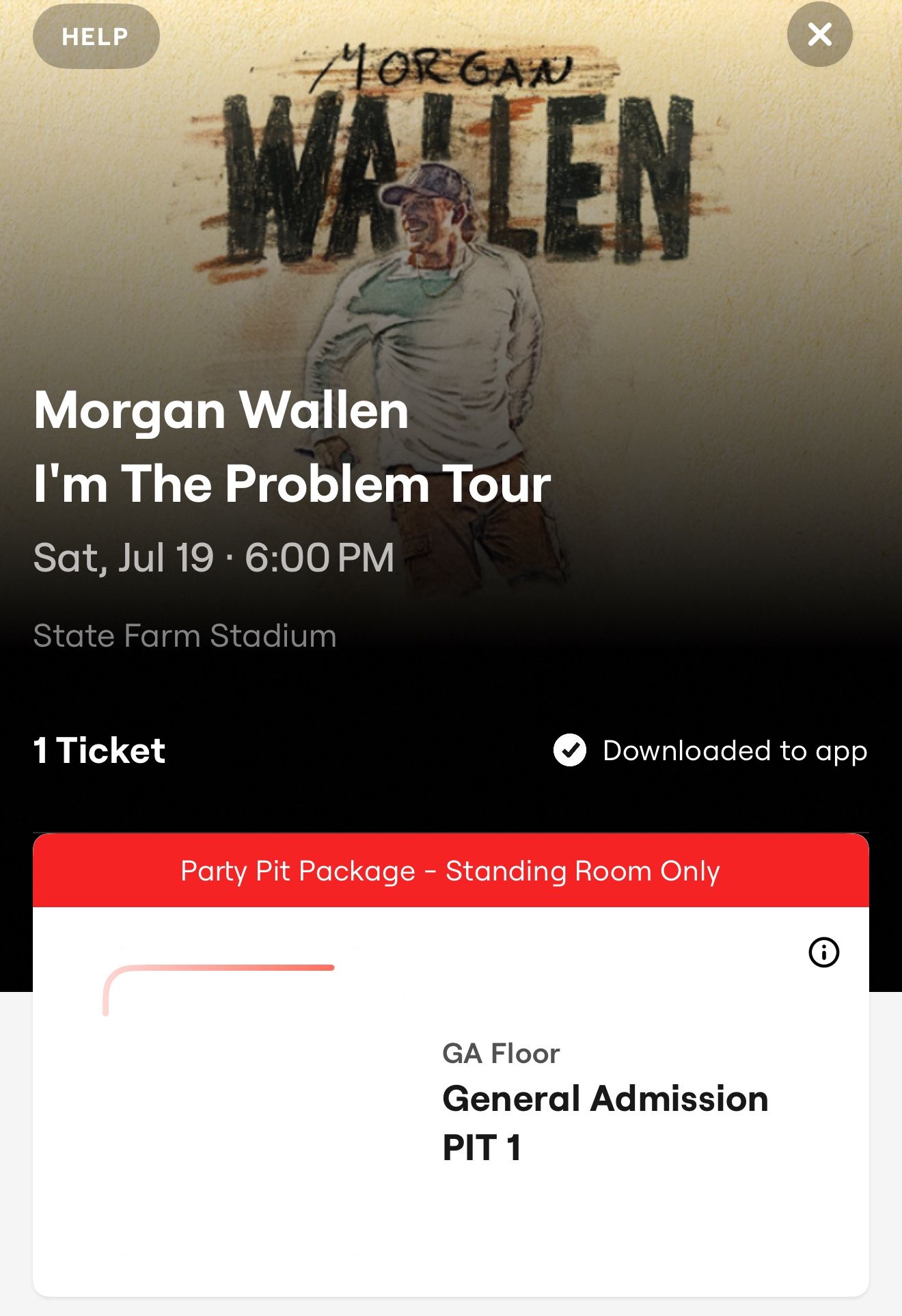 Morgan Wallen Pit 1 Ticket 