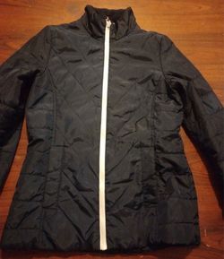 Tommy Hilfiger Black Quilted Puffer Jacket with White Zipper size S women