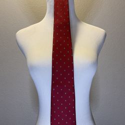 CHRISTIAN DIOR Men’s Red Silk Geometric Tie
