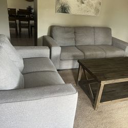 Gray Sofas Set & Coffee Table 