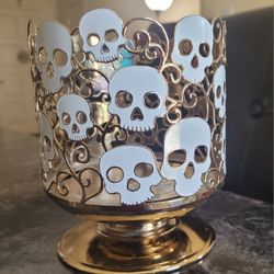 Bath And Body Works Skull Halloween Candle Holder