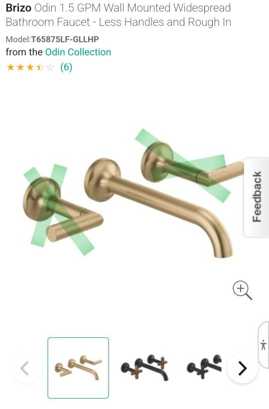 Brizo Odin 1.5 GPM Wall Mounted Widespread Bathroom Faucet In Luxe Gold