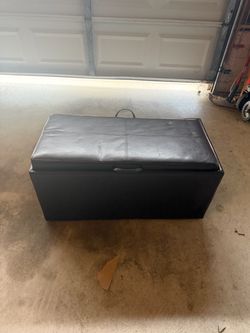 Large Black Storage Ottoman Bench w/ Removable Cushion