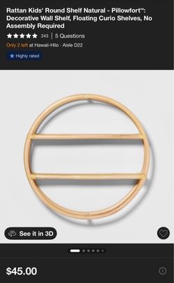 Pillowfort Rattan Round Floating Wall Shelf