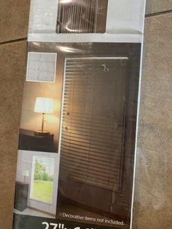 NEW PVC Faux Wood Blinds 27” x 64” . Decorative window shade