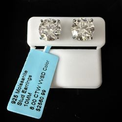 Moissanite Earrings 8.0 Ct Sterling Silver