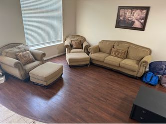 Couch set, 2 chairs, ottomans, and couch