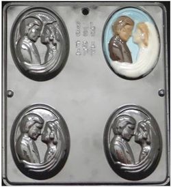 Bride & Groom Large Chocolate 4 Cavity Oval candy Mold New