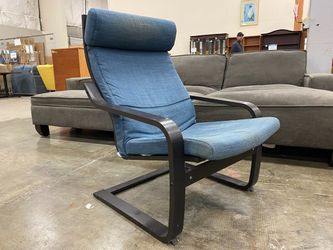 IKEA Black Poang Rocker with Ocean Blue Cushion