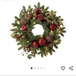Christmas Ornament Resin Deluxe Encrypted Xmas Wreath Door Hanging Artificial Pre-Lighted Winter Rattan Circle Garland