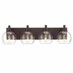 1014: New METWET Bathroom Light Fixtures Over Mirror, 4-Light Oil Rubbed Bronze Bathroom Vanity Light with Globe Clear Glass Shade, 26 Inch Modern Sco