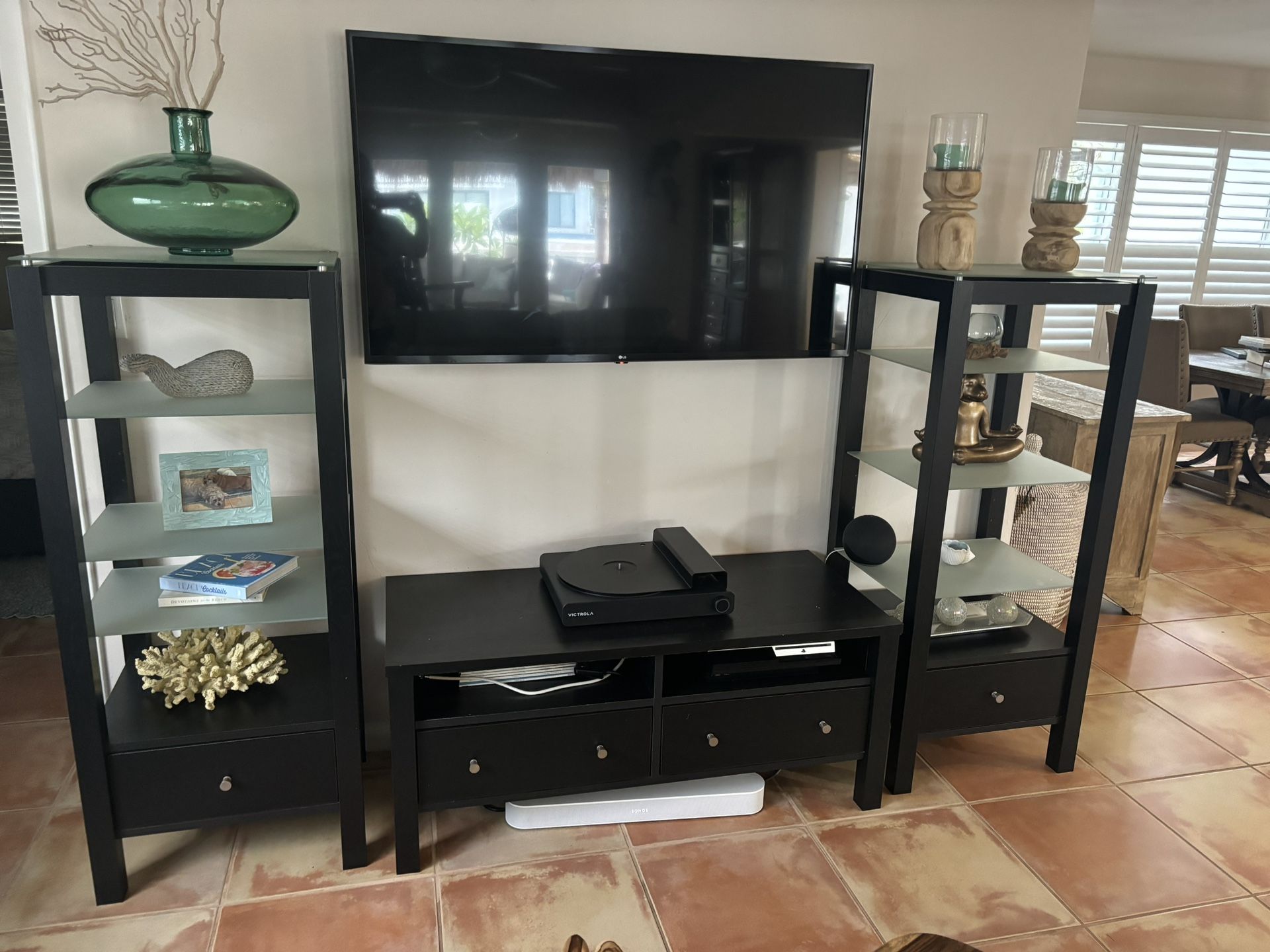 Tv Console and 2 Towers