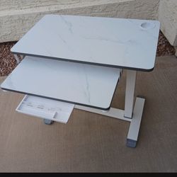 Rolling Adjustable White Under Bed Tray Or Desk 31" X 18"