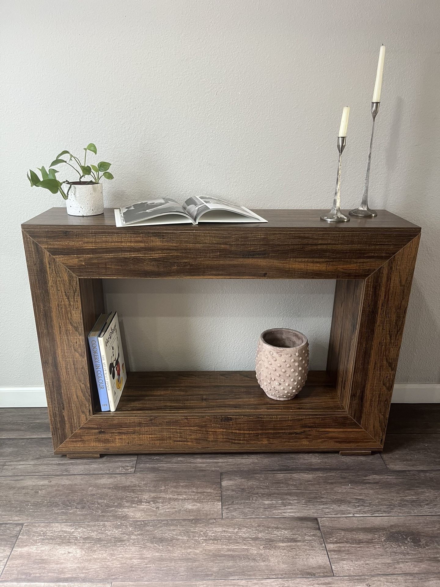 Farmhouse Console Wood Table 2 Tier Entryway TV Stand