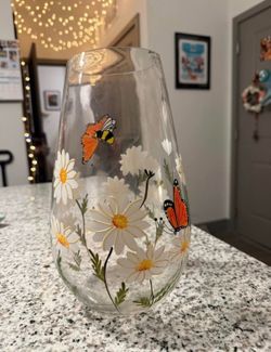 Hand painted glass vase