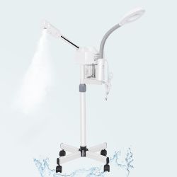 Pro 2 in 1 Facial Steamer 5X LED Floor Magnifying Lamp UV Ozone Mist Face Steamer Salon Spa Beauty Skin Care Equipment