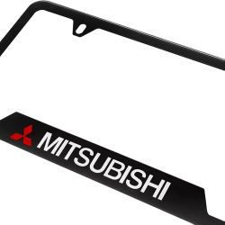 Brand New Universal 1PCS MITSUBISHI Metal Black License Plate Frame