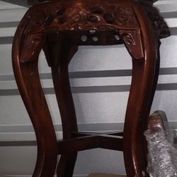 Solid Stone and Wood Accent Stool Artisan Furniture