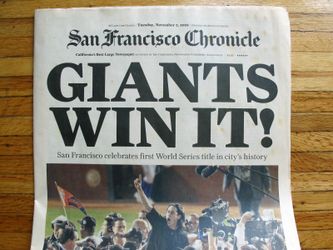 San Francisco Chronicle Newspaper “GIANTS WIN IT!” 2010 World Series Champions