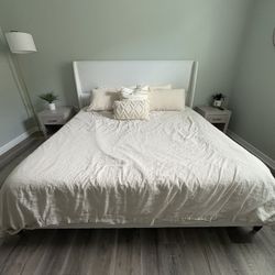 King Platform Bed + Mattress + Duvet cover Set