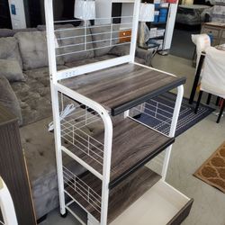 New Assembled Grey Kitchen Pantry Microwave Cabinet With Drawer Shelving Storage Pantry 