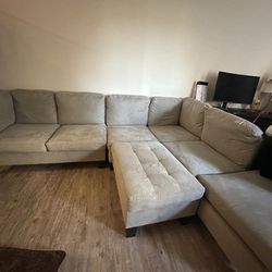  3 Piece Microfiber Sectional with Ottoman