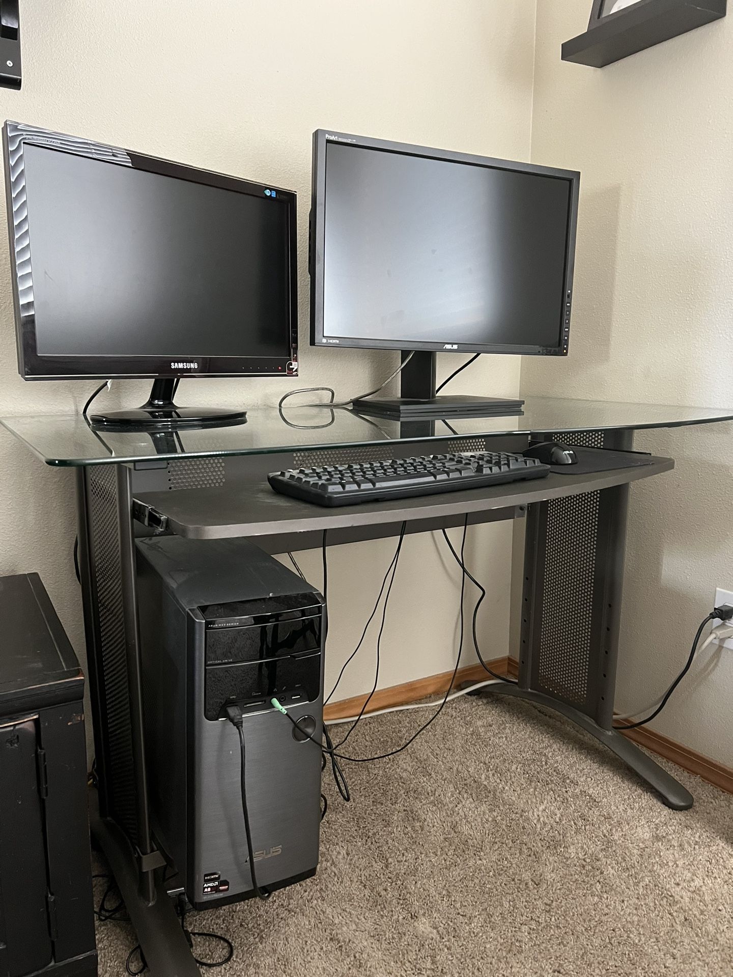 Glass Top Computer Desk