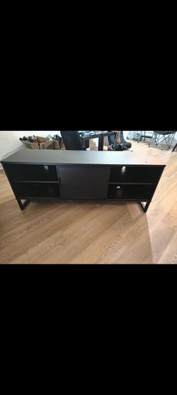 Black TV Stand with Storage Shelves