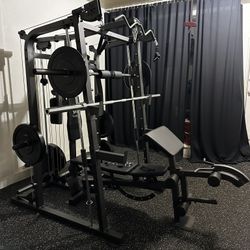 Vesta Fitness Smith Machine 2001 w/Bench Attachment | 230lb Bumpers Weights | 7ft Olympic Bar | Fitness | Gym Equipment | FREE DELIVERY🚚  