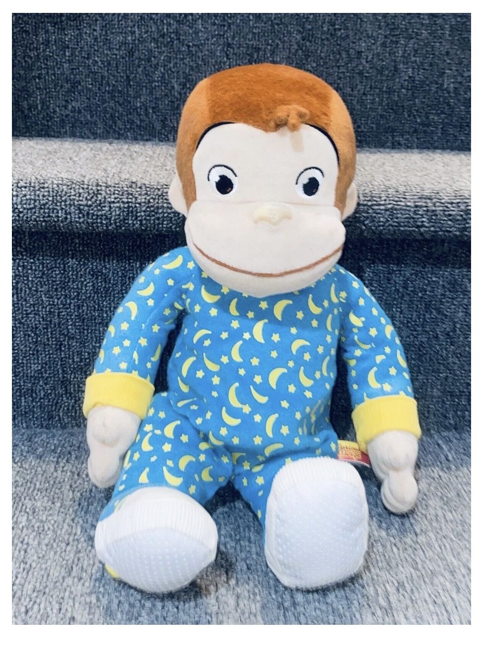 CURIOUS GEORGE GLOW LIGHT UP Face PLUSH DOLL BLUE PAJAMAS 16" 2006 Marvel