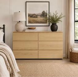 Natural Oak 6 Drawer Dresser