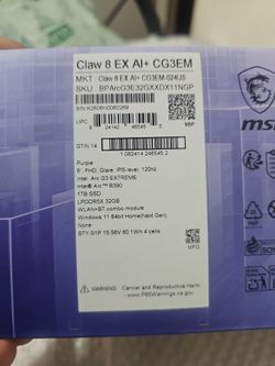 Msi claw 8 ex ai+ (brandnew) received July 24th 2026