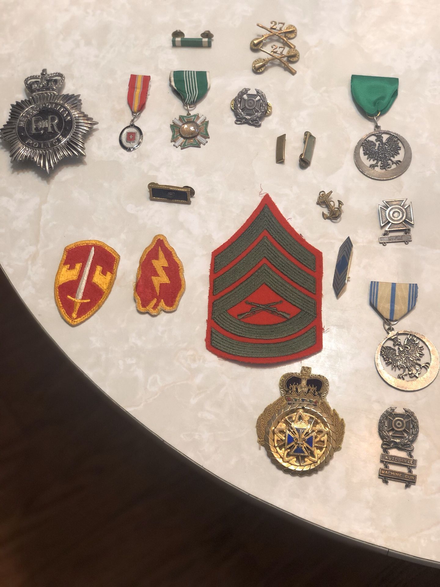 Various military medals and insignia