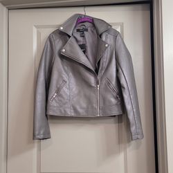 Grey Faux Leather Jacket