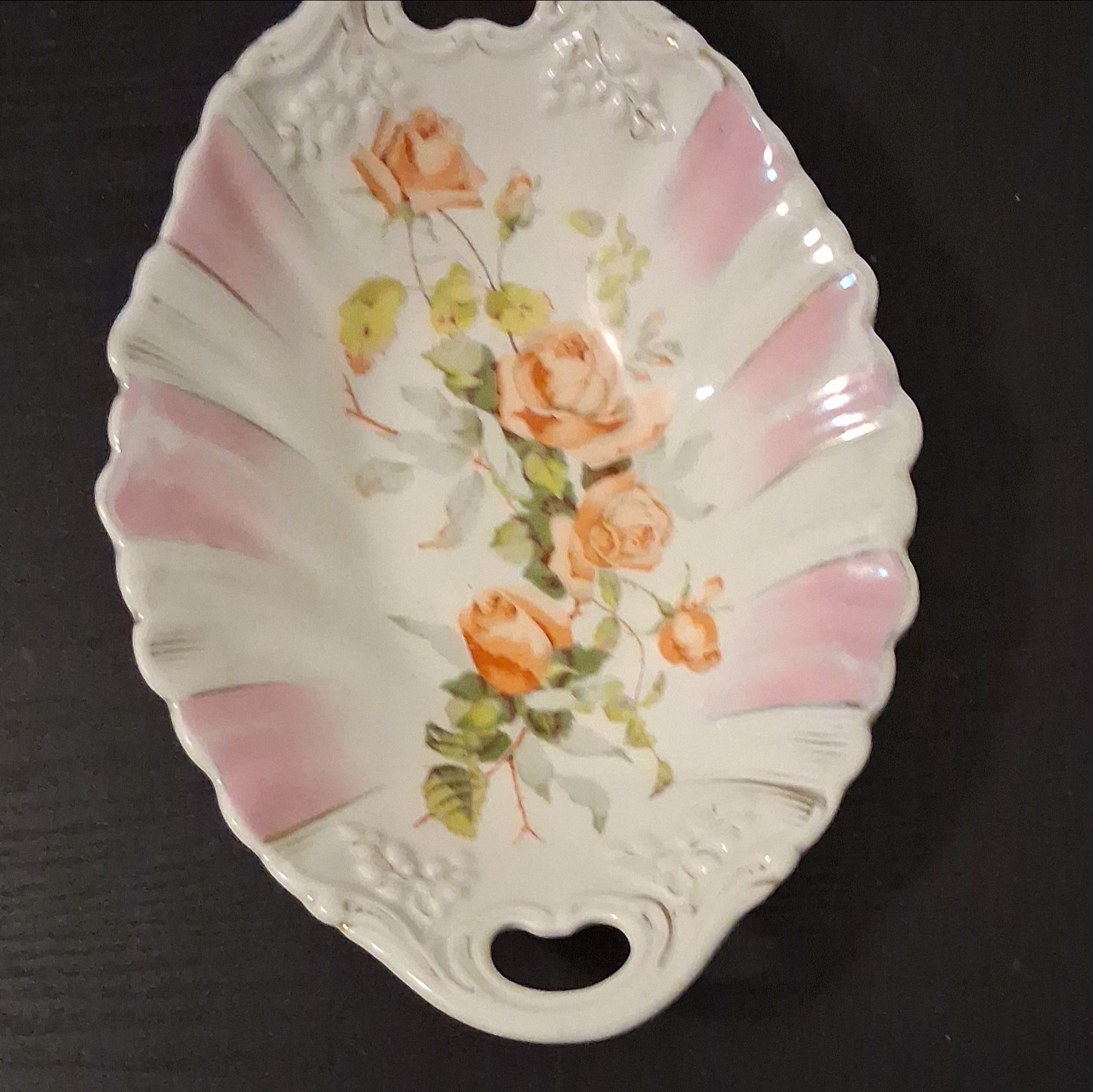 The ES Prussia Floral Hand Painted Porcelain Candy Dish