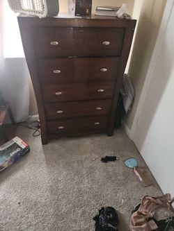 Dark Brown 5-Drawer Tall Dresser