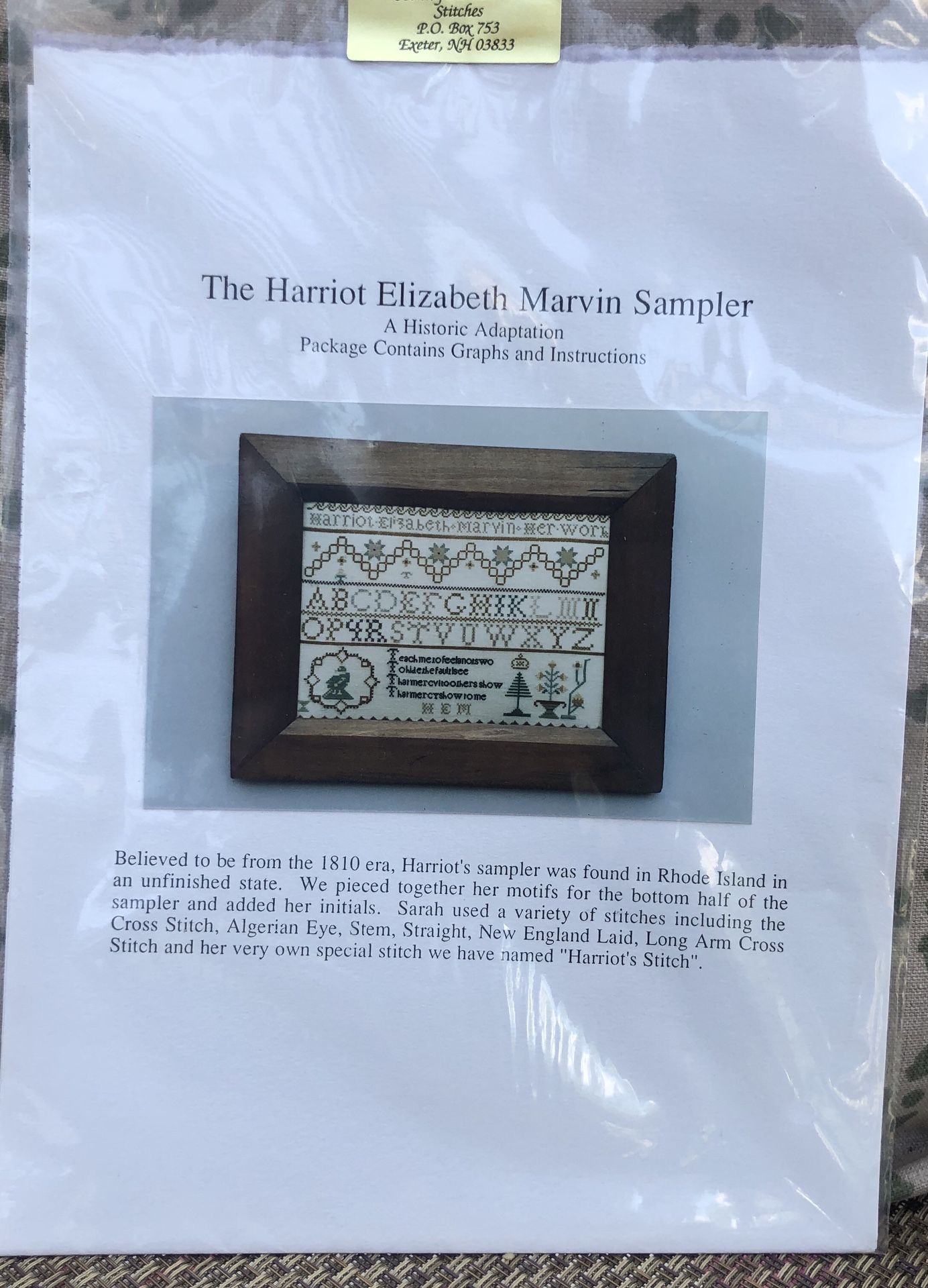 Cross stitch Harriot Elizabeth Marvin Sampler