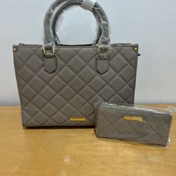 Joy Mangano Leather Quilted Tote. 
