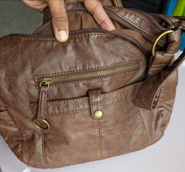 Brown Faux Leather Crossbody Bag