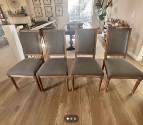 4 Grey Upholstered and Wood Chairs