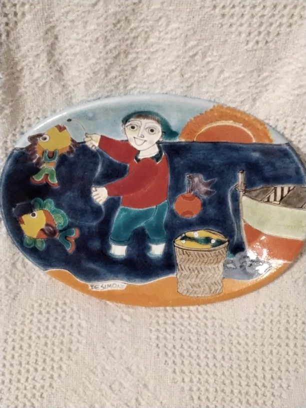Vintage Giovanni De Simone Ceramic Pottery Signed Platter