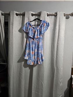 Blue Floral Aline Dress - Large