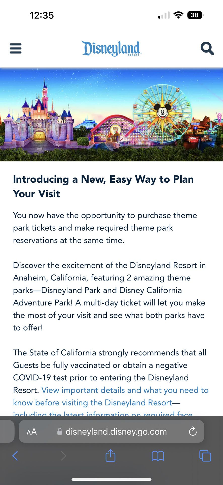 Four Disneyland 2 Day (One Park Per Day) Tickets