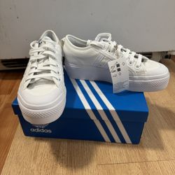 Adidas Nizza Triple White Platform Shoes, Women US 7.5